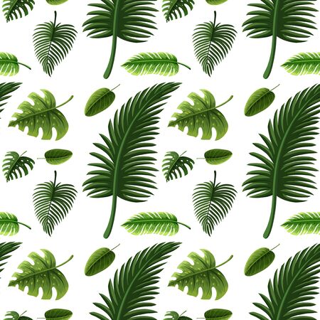 Seamless design with many green leaves illustrationのイラスト素材
