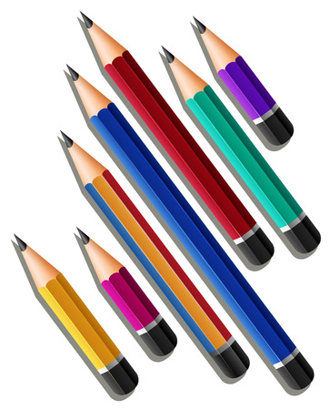 Different sizes of sharp pencils illustrationのイラスト素材