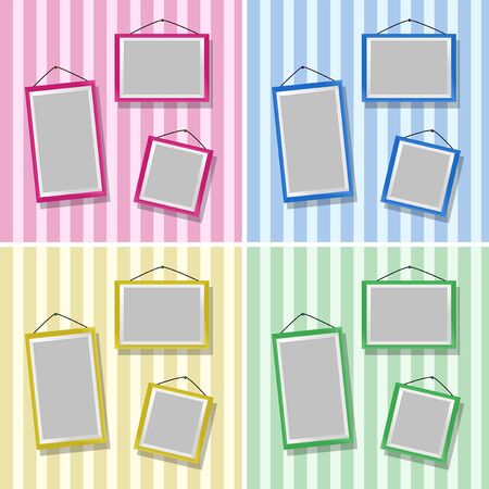 Picture frames on four different wallpapers illustrationのイラスト素材