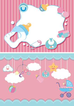Two background template with baby items illustrationのイラスト素材