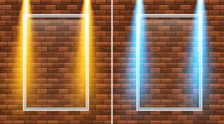 Yellow and blue light on square frame illustrationのイラスト素材