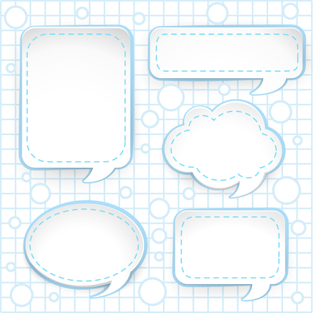 Five different designs of speech bubbles illustrationのイラスト素材