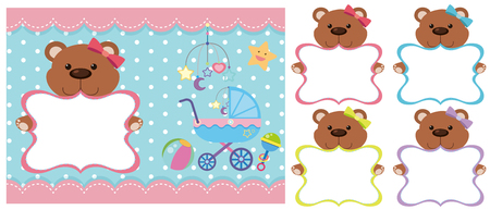 Background template with teddy bears illustrationのイラスト素材