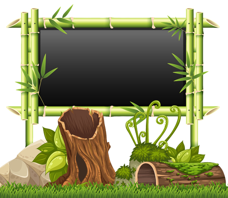 Bamboo frame in the garden illustrationのイラスト素材