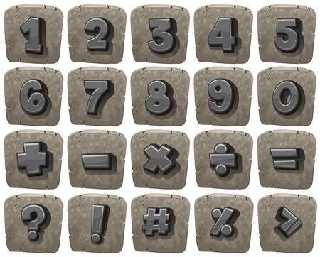 Font design for numbers and math signs illustrationのイラスト素材