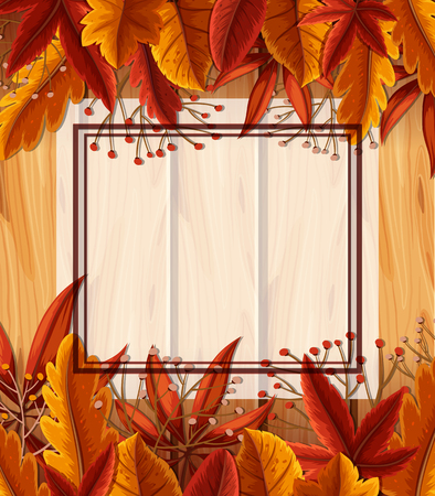 Border template with orange leaves and flowers illustrationのイラスト素材