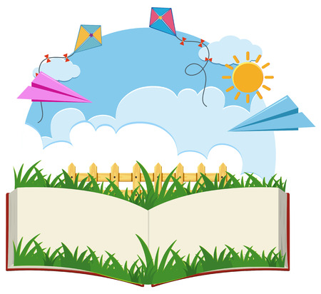 Background template with paper airplanes illustration.のイラスト素材
