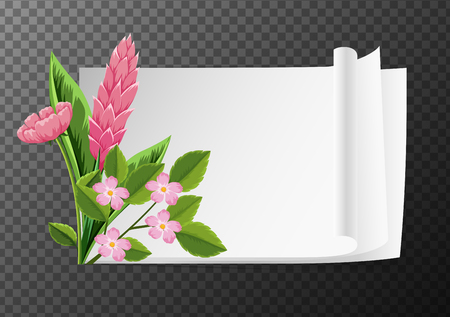 Border template with pink flowers illustrationのイラスト素材