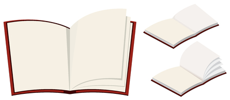 Three blank books on white background illustrationのイラスト素材