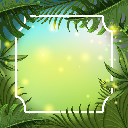 Border template with green leaves illustration.のイラスト素材