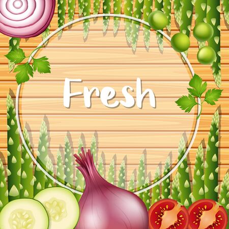 Border template with green vegetables illustrationのイラスト素材