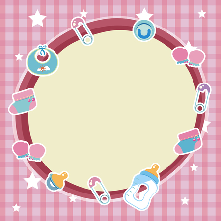 Border template with baby items illustrationのイラスト素材
