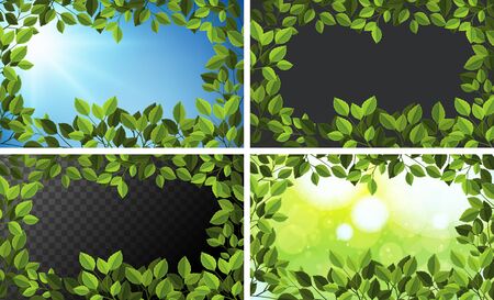 Background templates with green leaves illustrationのイラスト素材