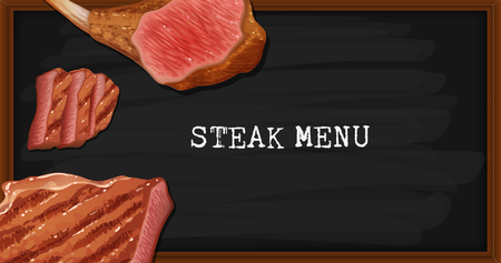 Steak menu on black board illustrationのイラスト素材