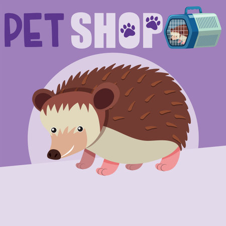 Poster design for pet shop with cute hedgehog illustrationのイラスト素材