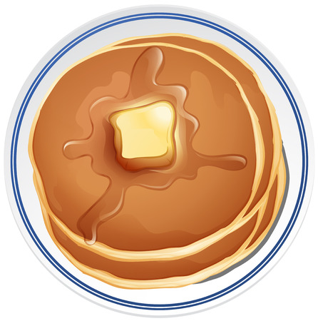 Pancake with butter on the plate illustrationのイラスト素材