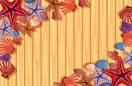 Background template with starfish and shells illustration.のイラスト素材