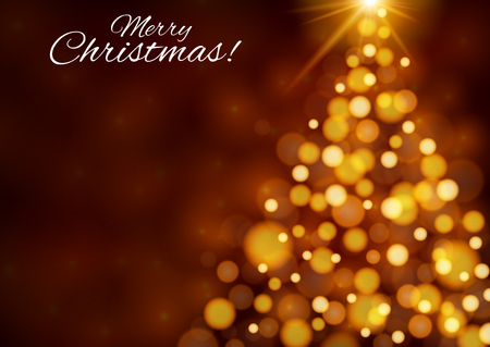 Merry christmas card with orange lights illustrationのイラスト素材