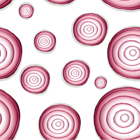 Seamless background template with onion slices illustration.のイラスト素材