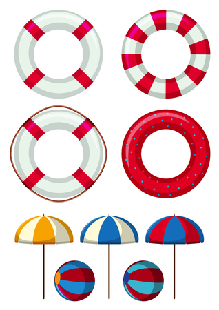 Safety rings and other beach elements illustrationのイラスト素材