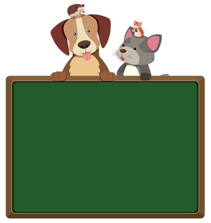 Border template with cute pets illustration.のイラスト素材