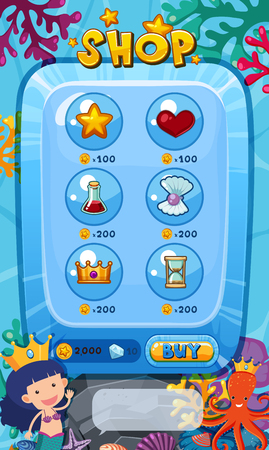 Game template with items in shop illustrationのイラスト素材