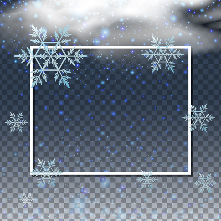 Border template with snowflakes in the sky illustrationのイラスト素材