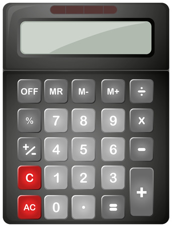 Black calculator with solar cell illustrationのイラスト素材