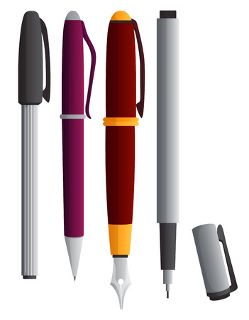 Different types of pens illustrationのイラスト素材