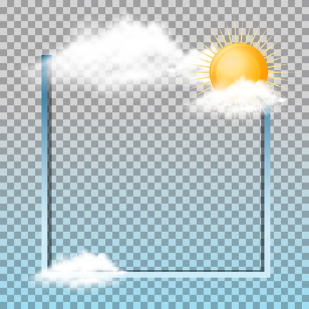 Frame design with sun in the clouds illustrationのイラスト素材