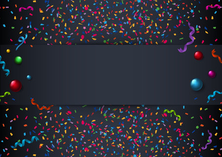 Banner template with balls and ribbons illustrationのイラスト素材