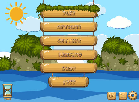 Game design with ocean in background illustration.のイラスト素材