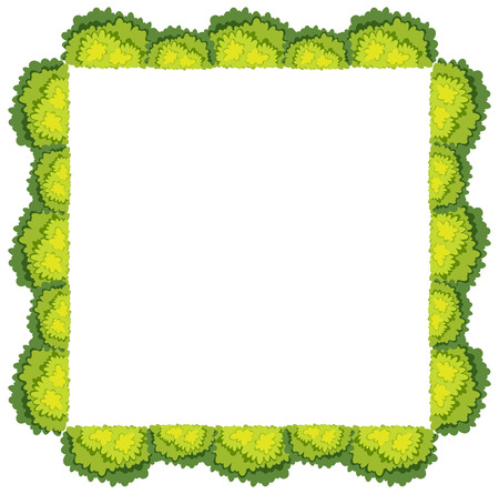 Square frame with green bush illustrationのイラスト素材