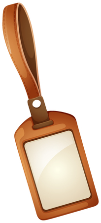 Name tag with brown leather frame illustration.のイラスト素材