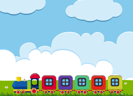 Toy train riding in the park illustrationのイラスト素材