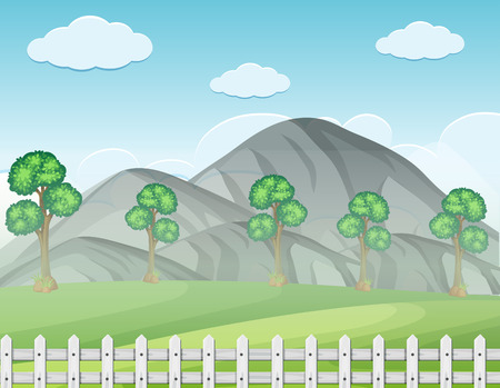 Background scene with fog in the field illustrationのイラスト素材