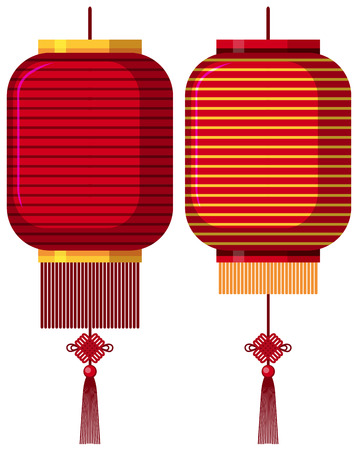 Two red lanterns in red illustrationのイラスト素材