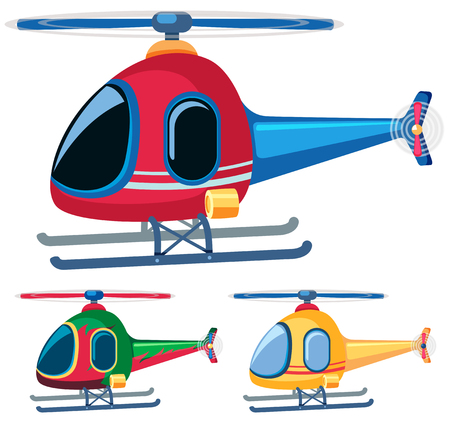 Helicopters in three designs illustrationのイラスト素材