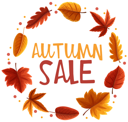 Autumn sale poster with orange leaves illustrationのイラスト素材