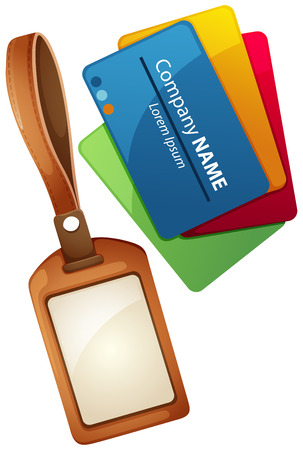 Name tag design with leather case illustrationのイラスト素材