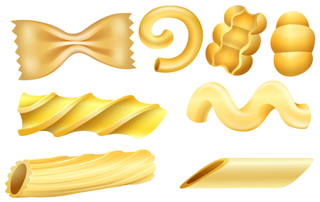 Different types of pasta on white background illustrationのイラスト素材