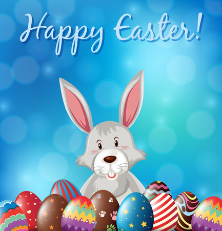 Cute rabbit and decorated eggs for easter illustrationのイラスト素材