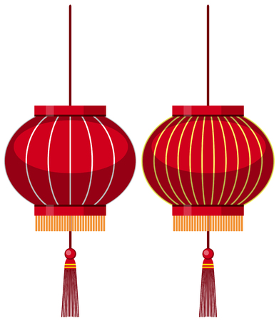 Two designs of chinese lantern in red illustrationのイラスト素材