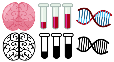 Science symbol design with brain and DNA illustrationのイラスト素材