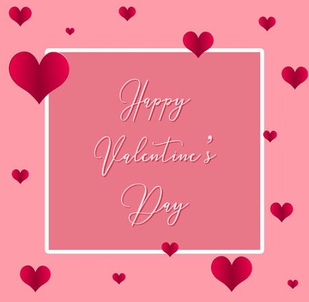 Valentine card  template with hearts on pink background illustrationのイラスト素材