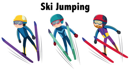 Winter sports with ski jumping illustrationのイラスト素材