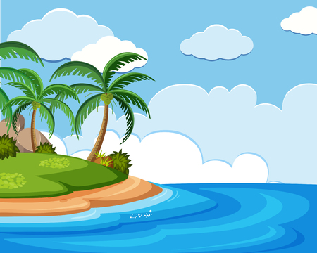 Background scene of ocean at day time illustrationのイラスト素材