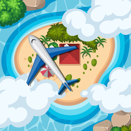 Aerial flying in the sky illustrationのイラスト素材