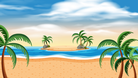 Background scene with island and ocean illustrationのイラスト素材