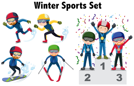 Different types of winter sports illustrationのイラスト素材